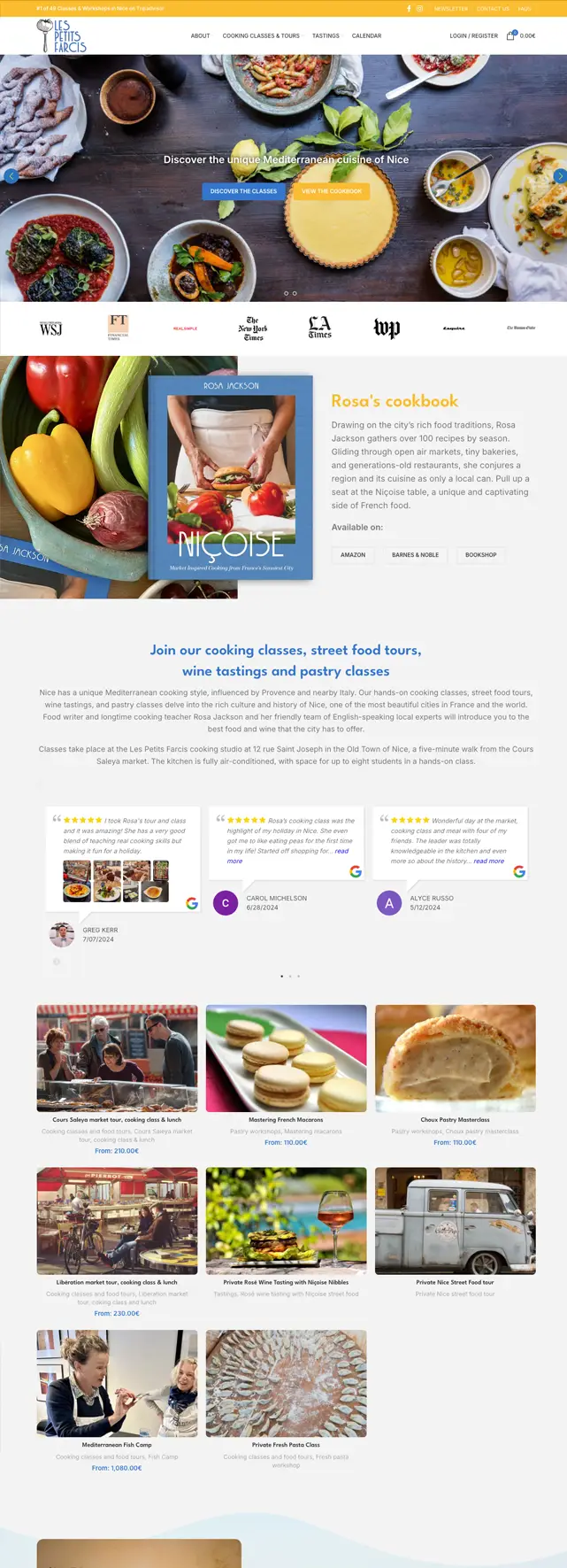 New Les Petits Farcis website after the rebuild