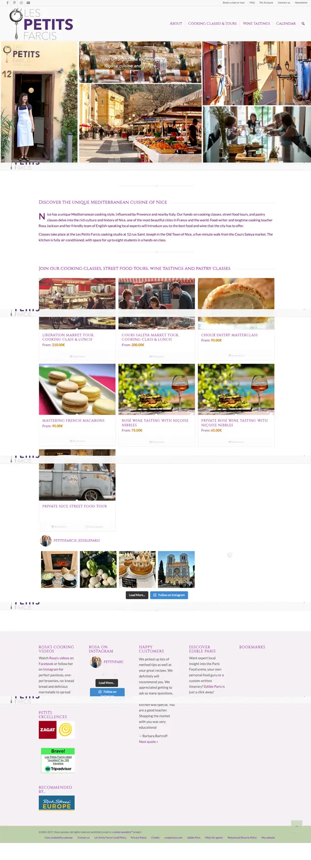 Old Les Petits Farcis website before the rebuild